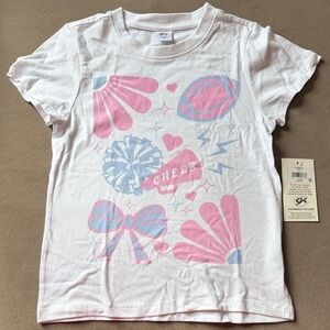 GK Kids Cheer Graphic Tee - White, Pink, and Blue